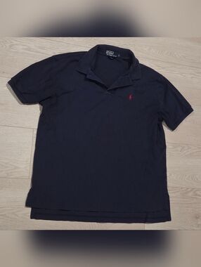 Vintage Ralph Lauren Navy Polo Shirt with Red Pony Logo